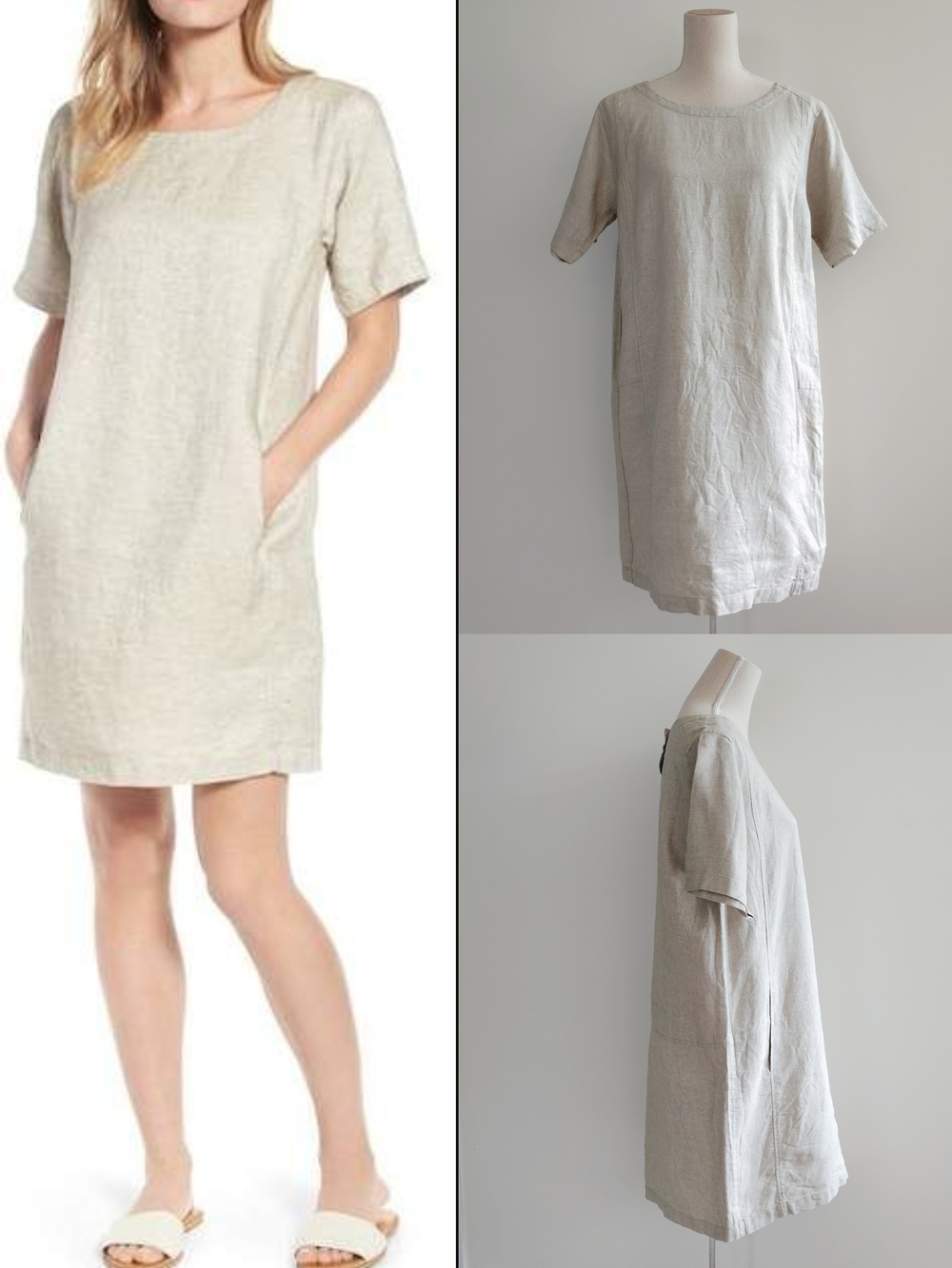 Like New Eileen Fisher Twinkle Organic Linen Shimmer Pocket Dress